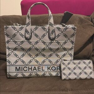 Michael Kors Black and Gray Logo Tote